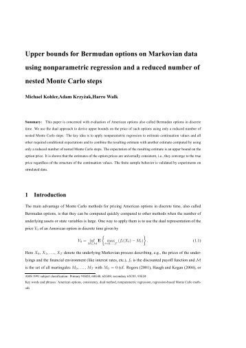 Upper bounds for Bermudan options on Markovian data using ...