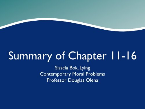 Summary of Chapter 11-16 - Olena's
