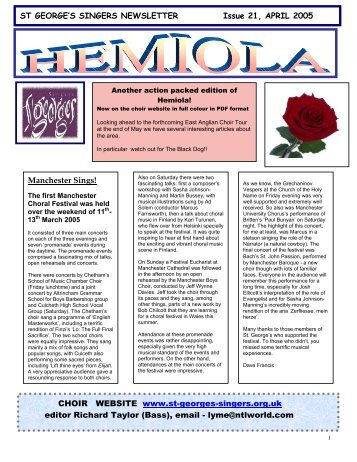ST GEORGE'S SINGERS NEWSLETTER Issue 21 ... - take2theweb