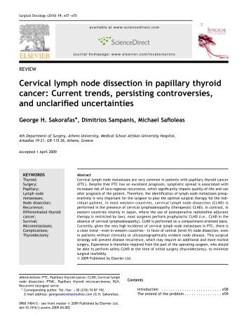 Cervical lymph node dissection in papillary thyroid cancer: Current ...