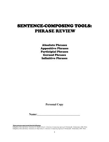 sentence-composing tools: phrase review - Jenks Public Schools