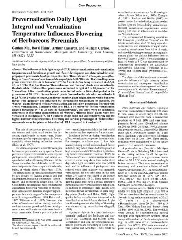 Prevernalization Daily Light Integral and Vernalization ... - HortScience