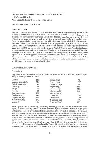 CULTIVATION AND SEED PRODUCTION OF EGGPLANT NC Chen