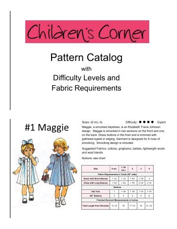 #1 Maggie Pattern Catalog - Children's Corner Patterns