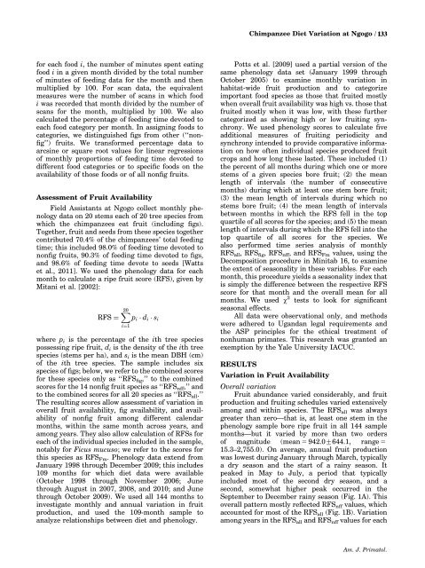 Diet of chimpanzees (Pan troglodytes schweinfurthii) at Ngogo ...