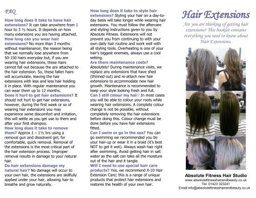 Hair Extensions Leaflet Here Absolute Fitness Hair Beauty