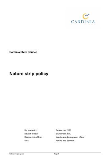Nature strip policy - Cardinia Shire Council
