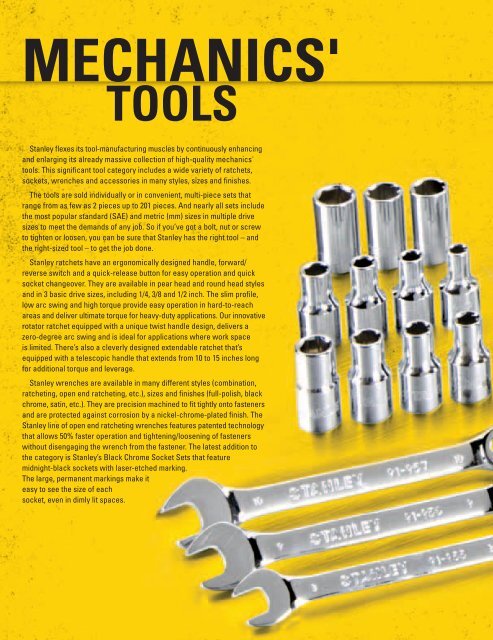Stanley Hand Tools Catalog - Mechanics' Tools