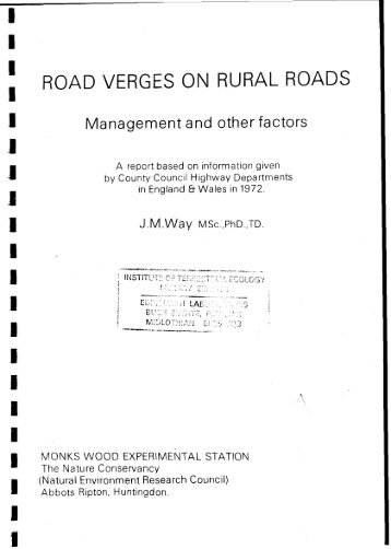 road verges on rural roads - NERC Open Research Archive ...