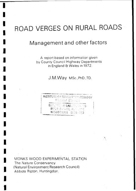 Road Verges On Rural Roads Nerc Open Research Archive