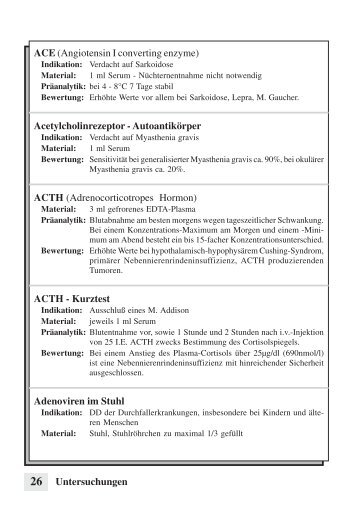 26 Untersuchungen ACE (Angiotensin I converting enzyme ...