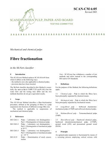 Mechanical and chemical pulps - Fibre fractionation - PFI