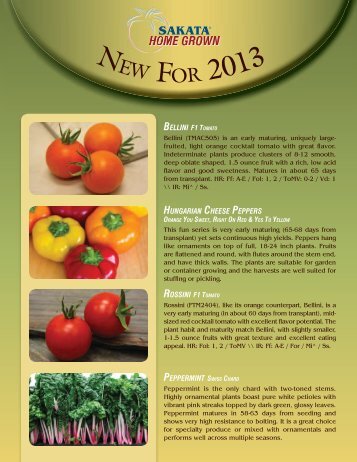 EW FOR 2013 - Sakata Wholesale Vegetable Seed