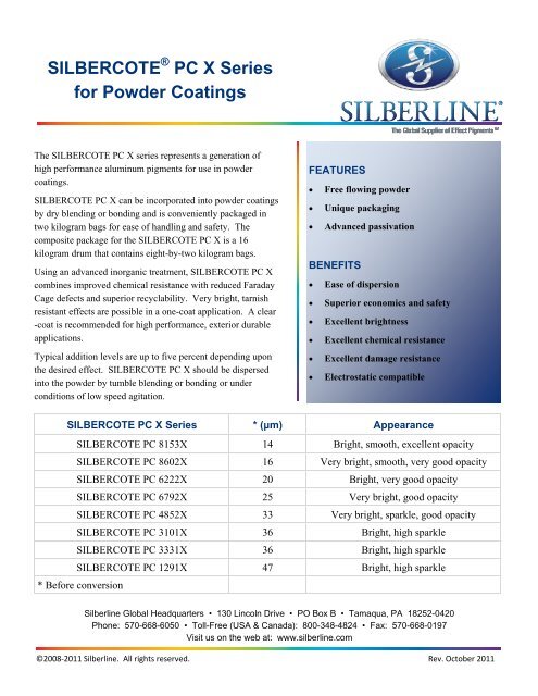 Aluminum Pigments for Powder Coatings - Silberline Manufacturing ...