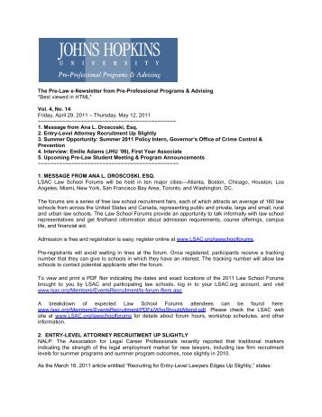 The Pre-Law e-Newsletter from Pre-Professional - Johns Hopkins ...