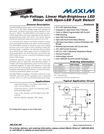 High-Voltage, Linear High-Brightness LED Driver with Open ... - Maxim