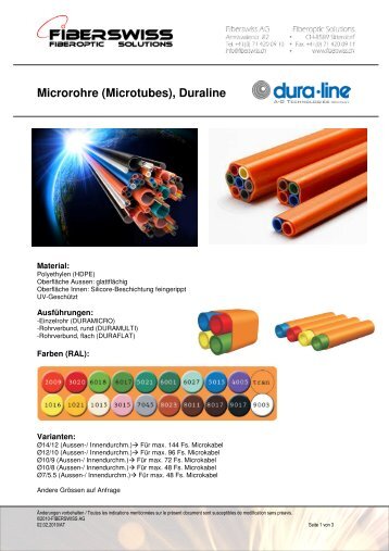 Microrohre (Microtubes), Duraline - Fiberswiss