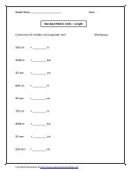 Standard Metric Units - Math Worksheets For Kids