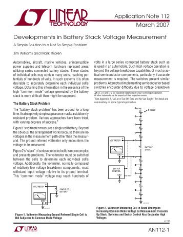 Developments in Battery Stack Voltage Measurement - Linear ...