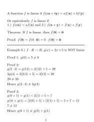 A function f is linear if f(ax + by) = af(x) + bf(y) Or equivalently f is ...