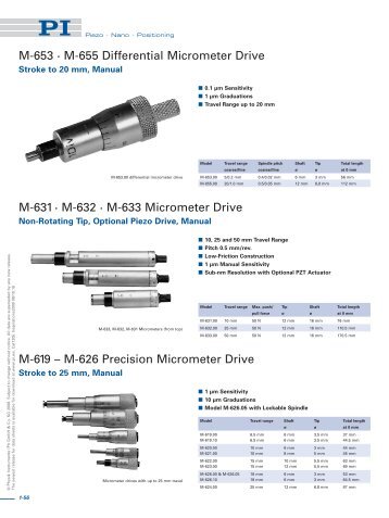 M653 · M655 Differential Micrometer Drive Precision ... - Pi-usa.us