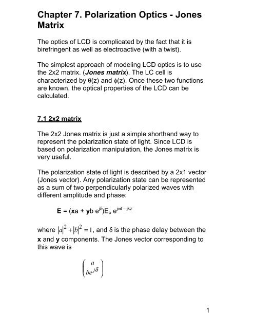 Chapter 7. Polarization Optics - Jones Matrix