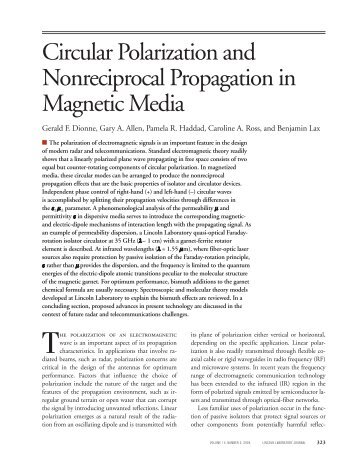 Circular Polarization and Nonreciprocal Propagation in Magnetic ...