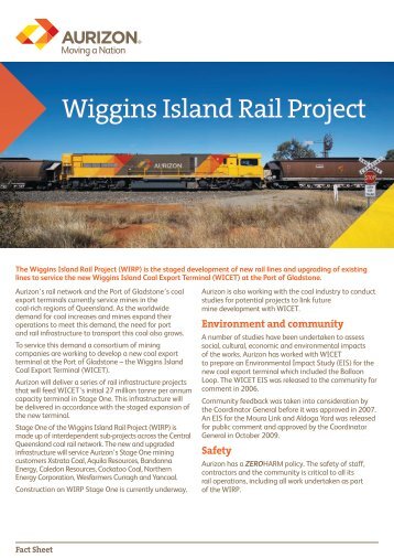 Fact Sheet - Wiggins Island Rail Project - Aurizon