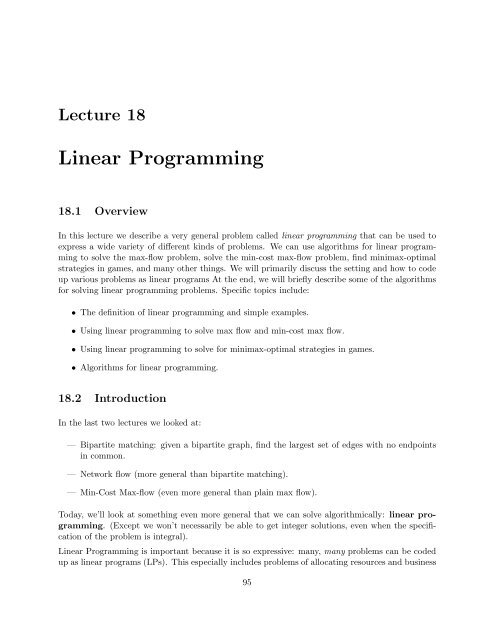 Linear Programming - School of Computer Science