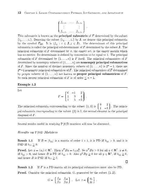 Chapter 1 LINEAR COMPLEMENTARITY PROBLEM, ITS ...