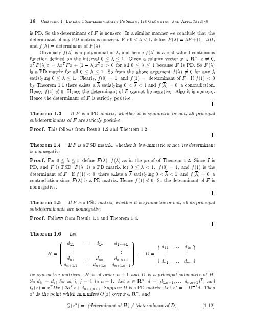 Chapter 1 LINEAR COMPLEMENTARITY PROBLEM, ITS ...