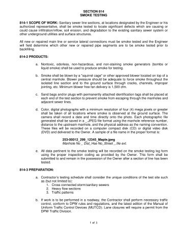 SECTION 814 SMOKE TESTING 814-1 SCOPE OF WORK: Sanitary ...