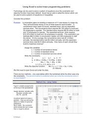 Using Excel to solve linear programming problems