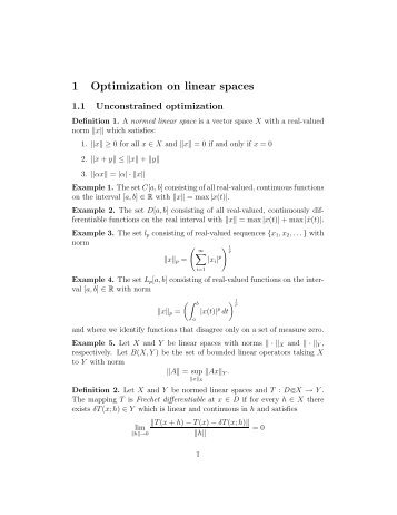 1 Optimization on linear spaces - Control and Dynamical Systems