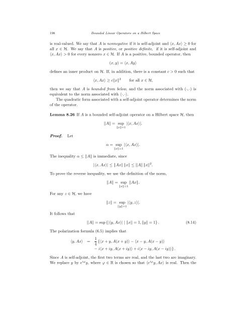 Bounded Linear Operators on a Hilbert Space