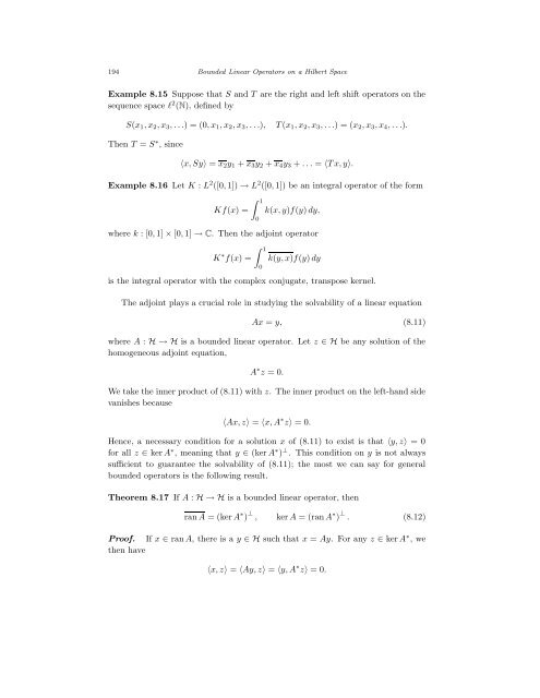 Bounded Linear Operators on a Hilbert Space