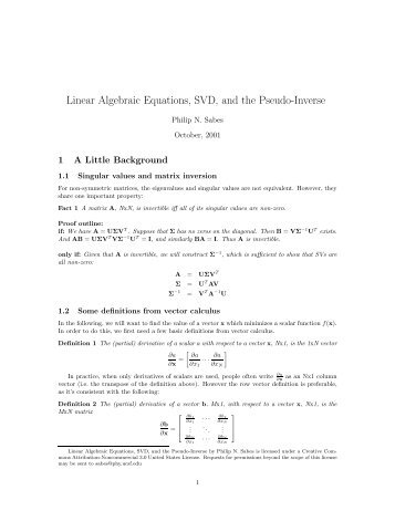 Linear Algebraic Equations, SVD, and the Pseudo-Inverse