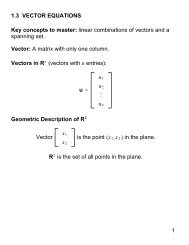 1.3 VECTOR EQUATIONS Key concepts to master: linear ...