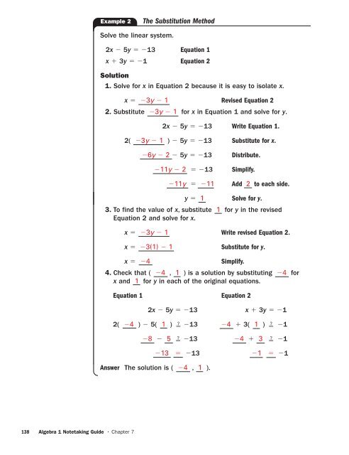 Solving Linear Systems by Substitution - Flagler County Schools