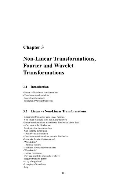 Non-Linear Transformations, Fourier and Wavelet Transformations