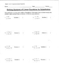Worksheet # 1: Solve the Linear Equations Using the Substitution ...