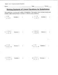 Solving Systems of Linear Equations bv Substitution - mbhs algebra 1