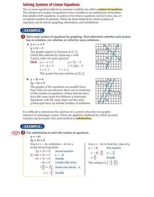 Solving Systems of Linear Equations - Glencoe