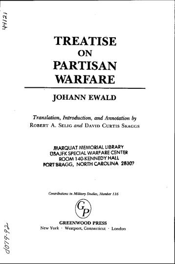 Ewald "Treatise on Partisan Warfare" - Hesse Kassel Jaeger Korps