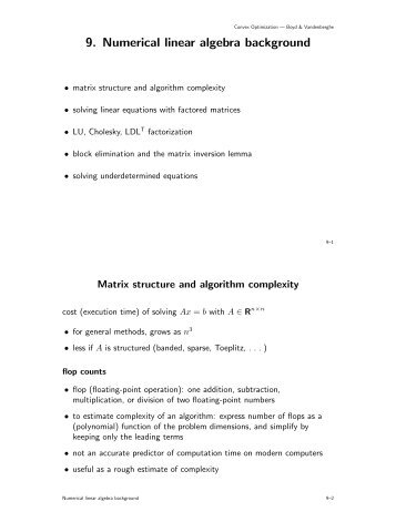 9. Numerical linear algebra background