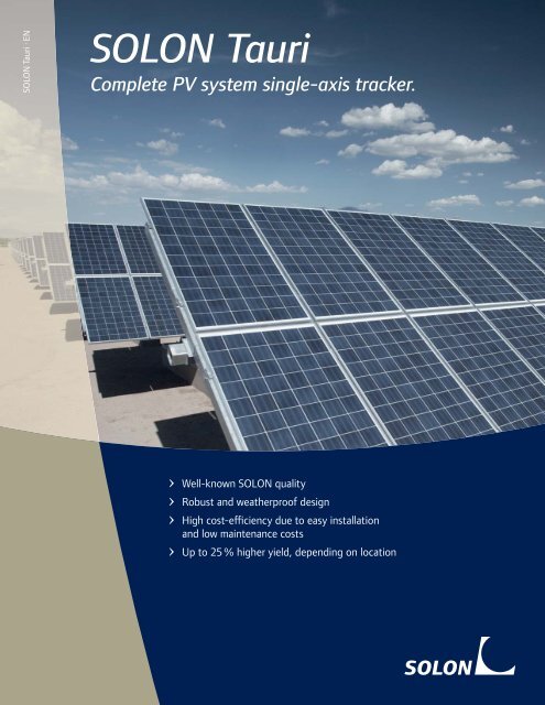 SOLON Tauri Complete PV system single-axis tracker.