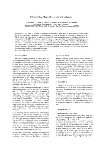 Potential Induced Degradation Of solar Cells And panels - Solon