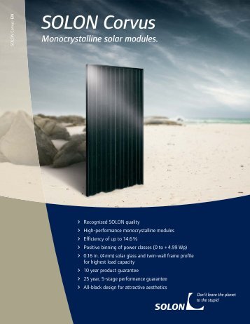 SOLON Corvus Monocrystalline solar modules.