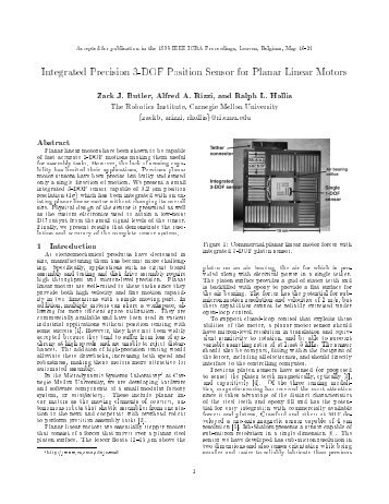 Integrated Precision 3-DOF Position Sensor for Planar Linear Motors