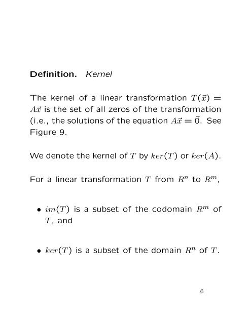 Image and Kernel of a Linear Transformation